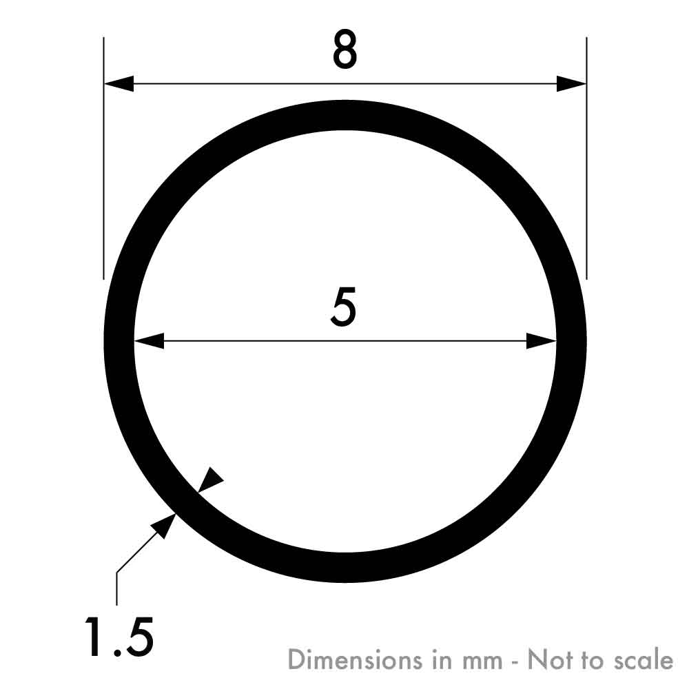 8mm x 1.5mm Aluminium Round Tube